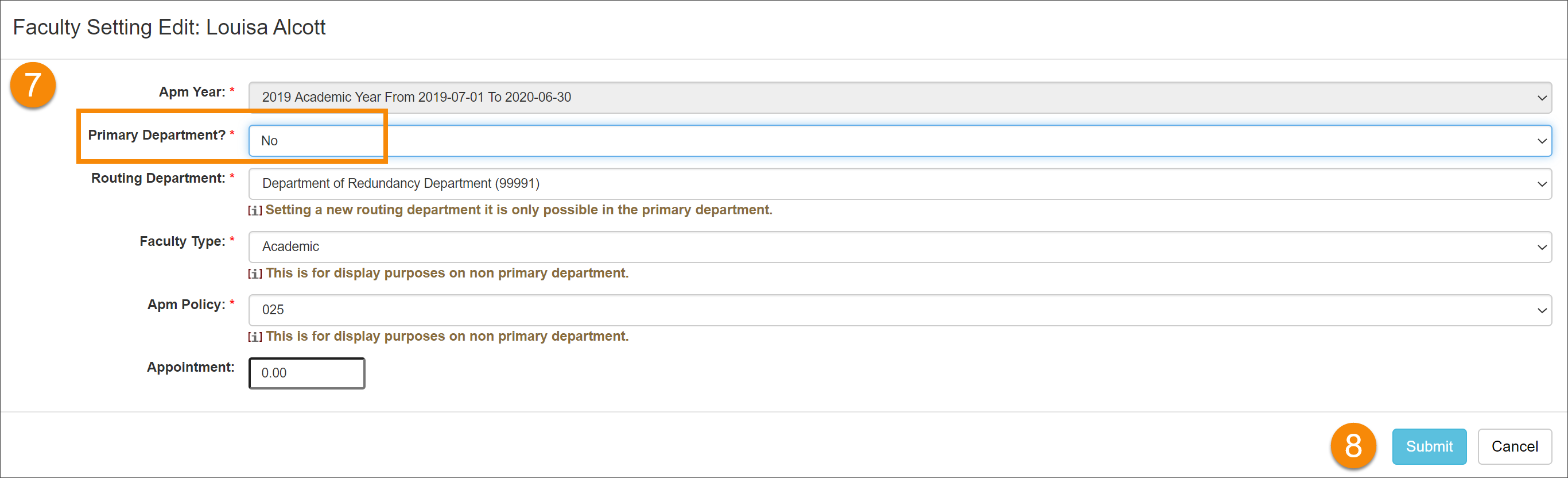 editing faculty information