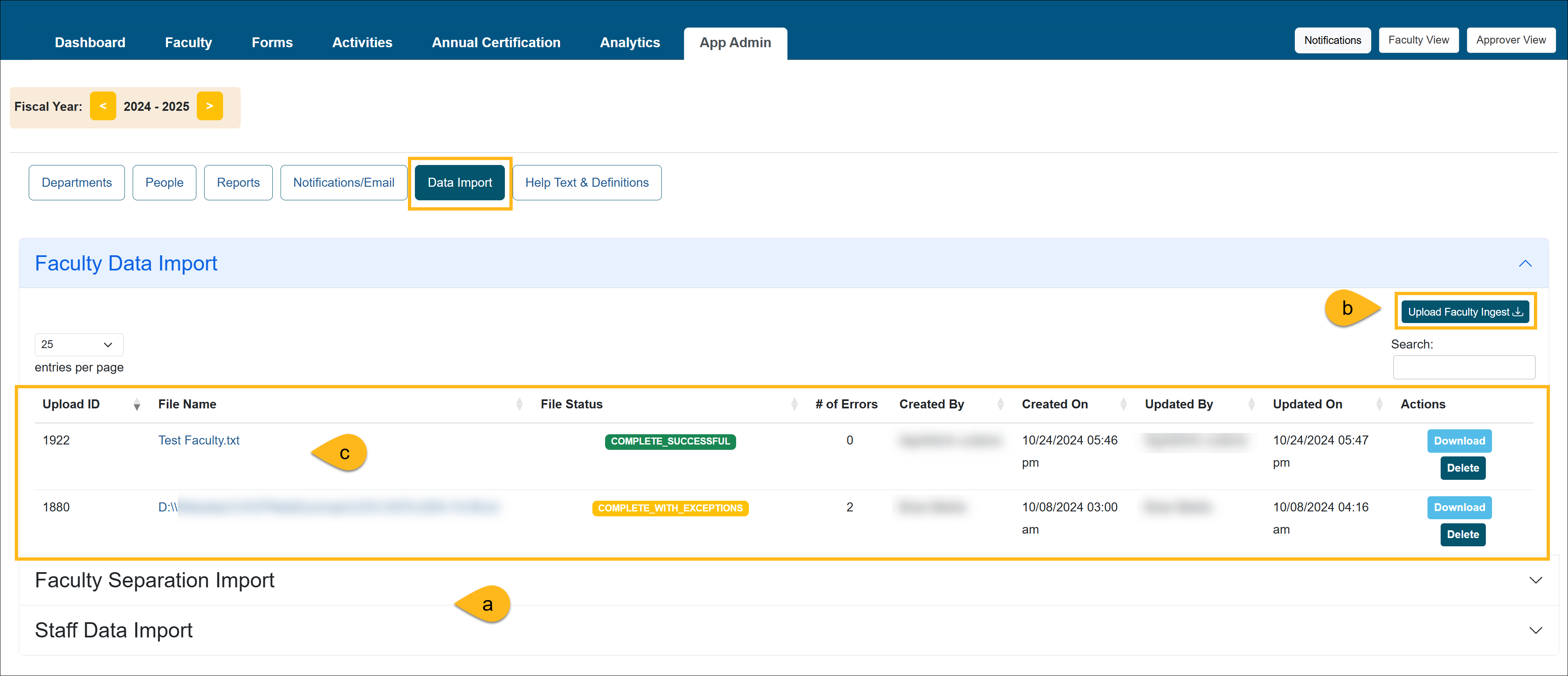 data import tab overview