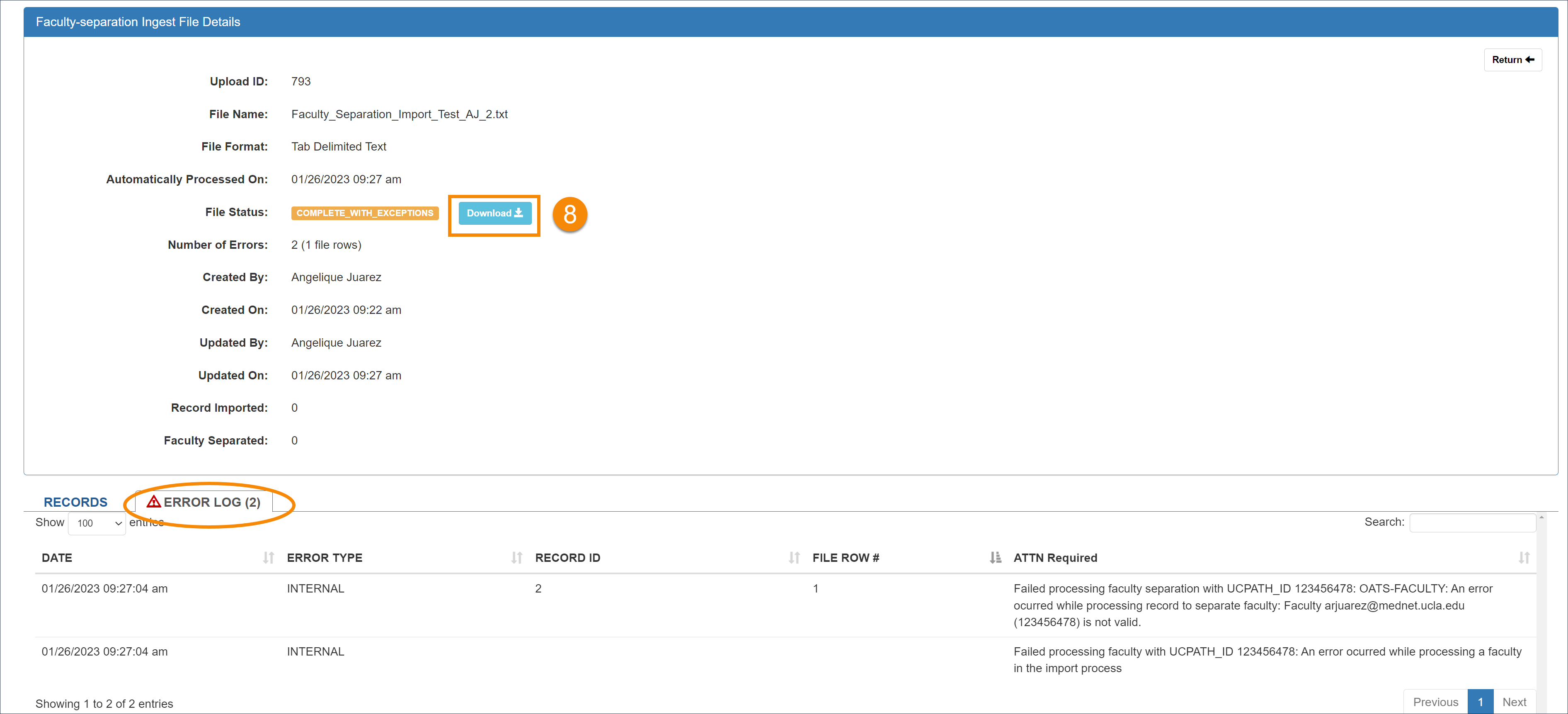 faculty ingest file details